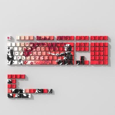 Set Keycaps PBT Compatibil RGB 130 Taste Design Fată Anime Florale Profil Cherrys Keycaps cu Imprimare Laterală Dye Sublimation