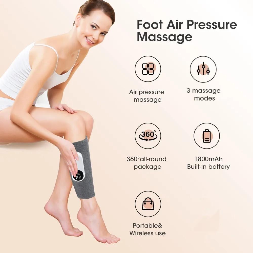 Charging Calf Air Compression Massager Thigh And Knee 360° All-Round Massage Device Gray Electric Leg Massager