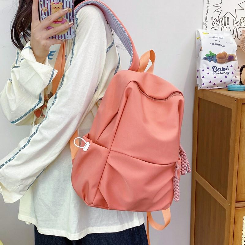 Schoolbag Schoolbag Girl Middle School Student High School College Student Korean Simple Solid Color Versatile Girl Schoolbag Light Going Out Backpack