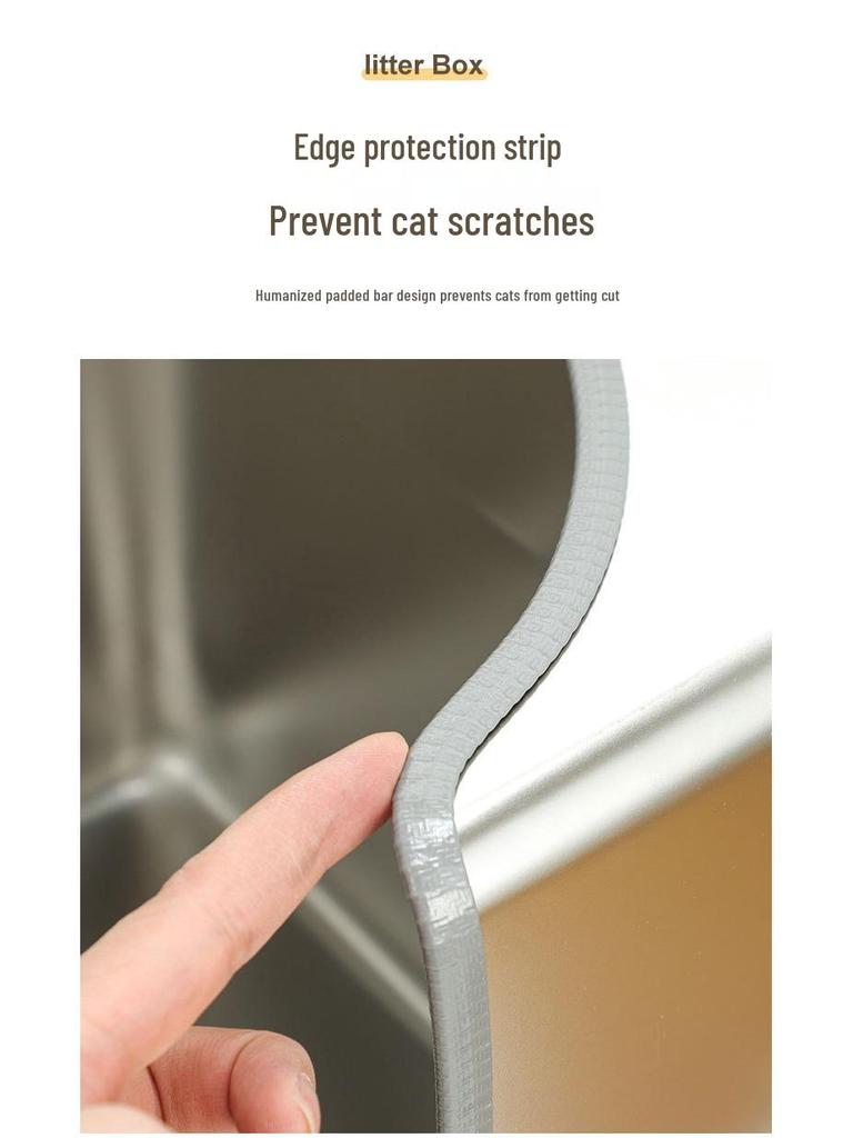 Stainless Steel Anti-Splash Cat Litter Box - High and Thickened Design