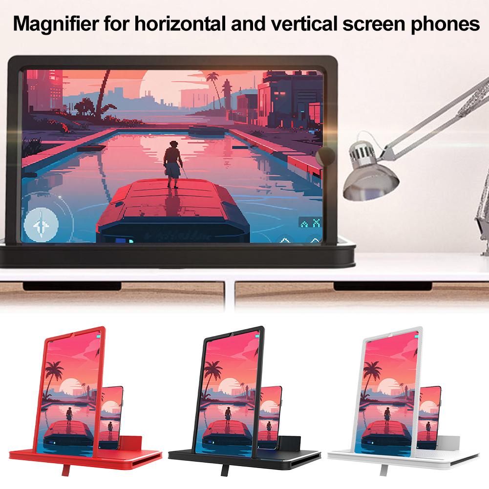 10/12/14in Phone Screen Amplifier 3D Magnifying Glass Stand Magnifier HD Video Amplifier Phone Stand Enlarged Screen Bracket