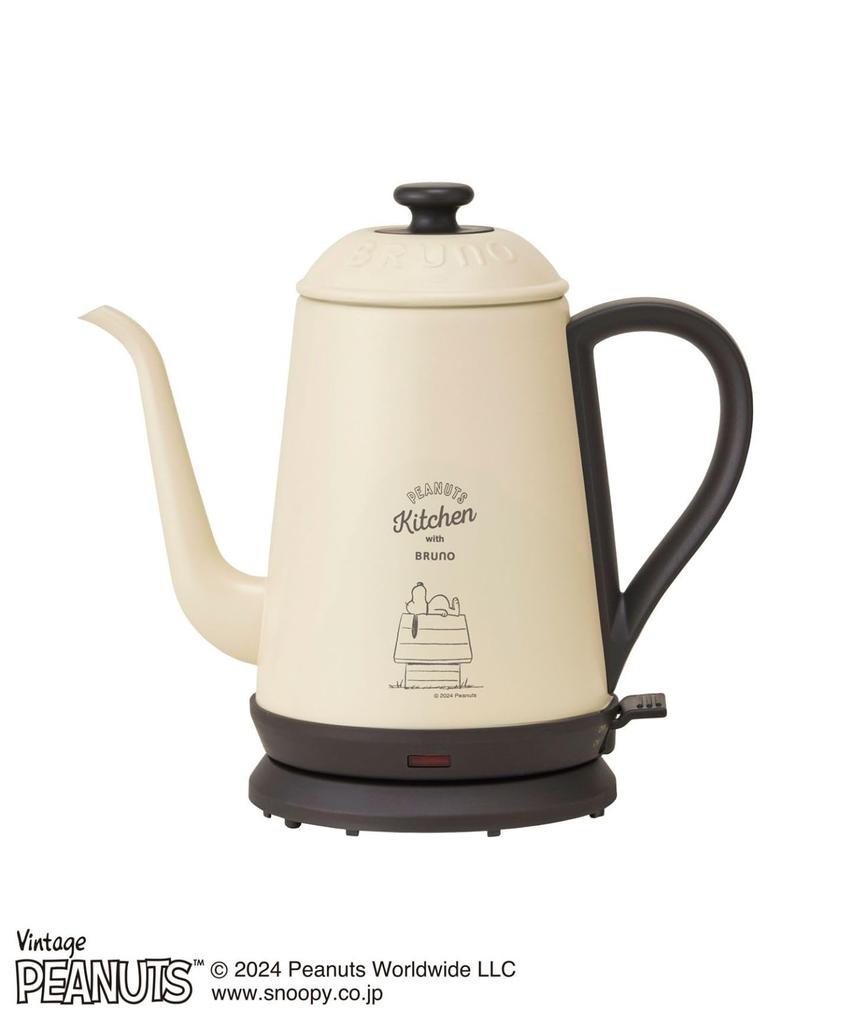 BRUNO PEANUTS Electric Kettle, 1.0L Capacity, Automatic Power-Off, Boil-Dry Prevention, Cute Stainless Steel Daily Kettle, Snoopy Design, BOE072-ECRU