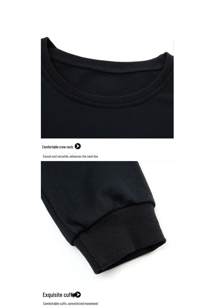 Women's Plus Size Mid-Length Crewneck Cotton Sweatshirt, Thin Spring/Autumn Style, 2025 New Arrival, Loose Fit, No Hood