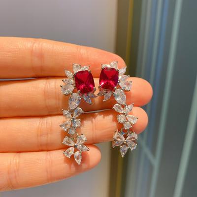 Clearance Sale At a Loss European and American Light Luxury Petal Zircon Earrings Earrings S111 Silver Needle Fringed Earrings Jewelry