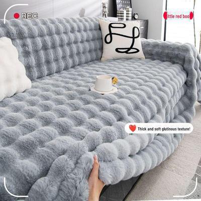 Housse de Canapé Peluche Antidérapante, Couverture Complète, Épaissie pour l'Hiver, Universelle pour Toutes Saisons
