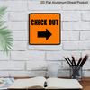 2D Flat 1pc Orange Background CHECK OUT Arrow Aluminum Hanging Metal Plaque, Direction Signage for Boutique Warehouse Mall Convenience Store Checkout