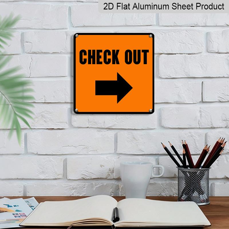 2D Flat 1pc Orange Background CHECK OUT Arrow Aluminum Hanging Metal Plaque, Direction Signage for Boutique Warehouse Mall Convenience Store Checkout