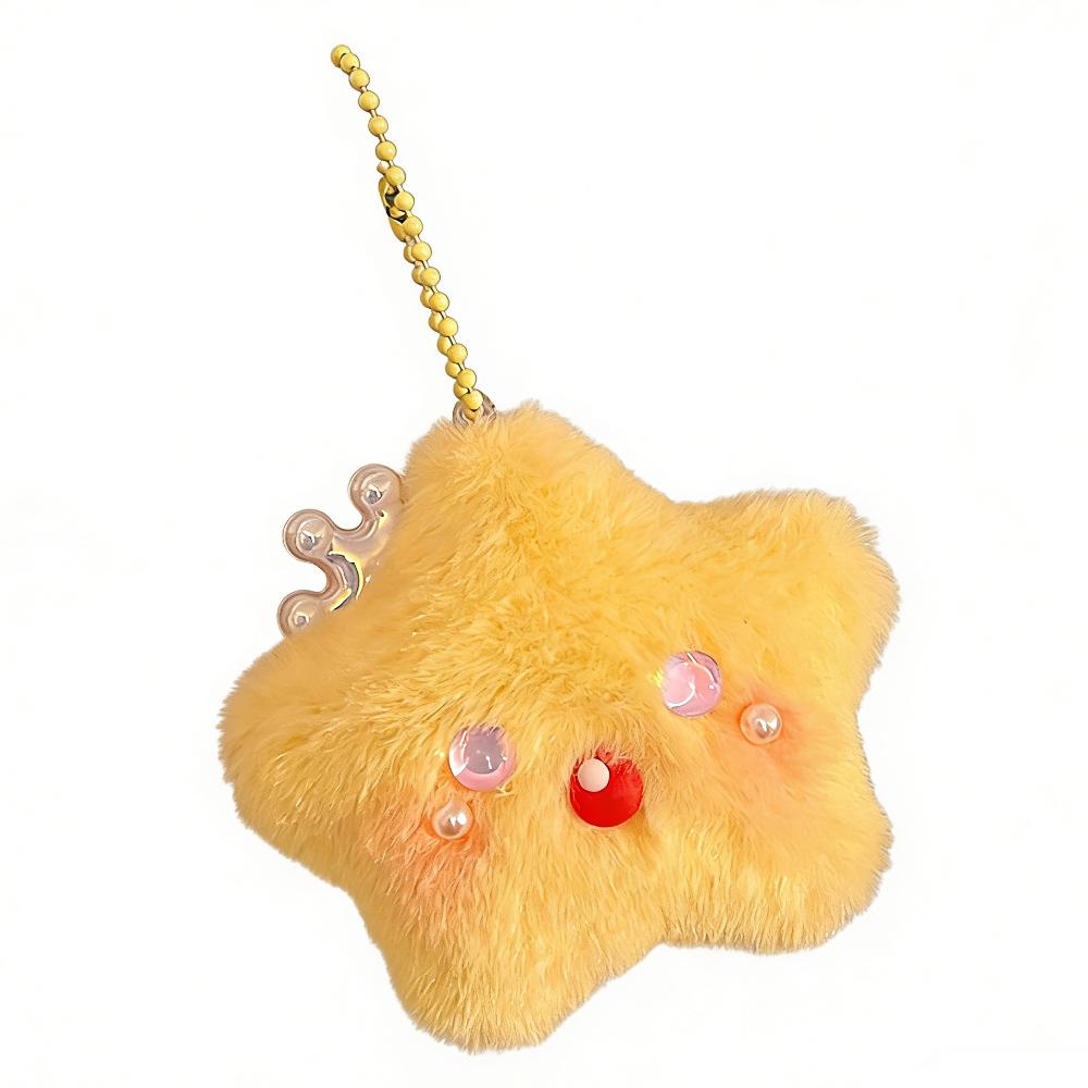 Cartoon Plush Star Pendant Good Luck Star Moon Keychain Key Ring Bag Hanging Charms Girls