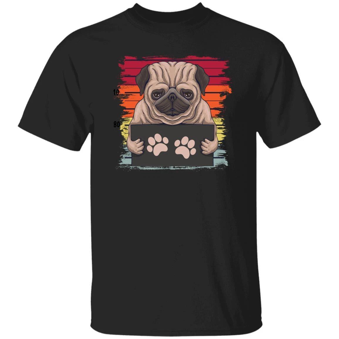 Pug retro wanted T-Shirt gift Retro Pug Dog owner Unisex Tee Black Navy Dark Hea 4XL