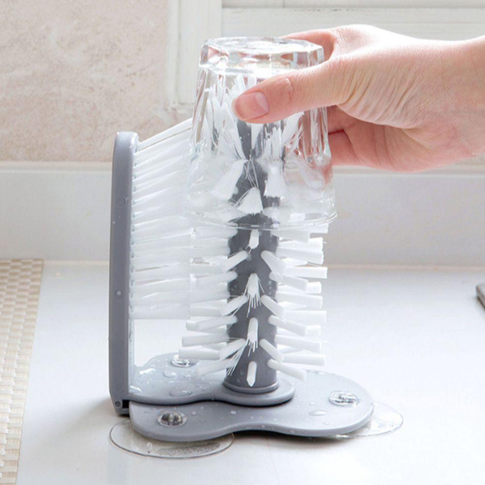 Detachable Sucker Cup Brush 2 In 1 Water Bottles Cleaner Durable Cup Scrubber  Wine Glass