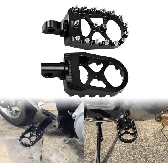HDBUBALUS CNC Wide Footpegs Offroad 360° Roating Foot Pegs Fit for Harley Dyna Fatboy Street Bob Wide Glide Sportster Bobber Chopper Black