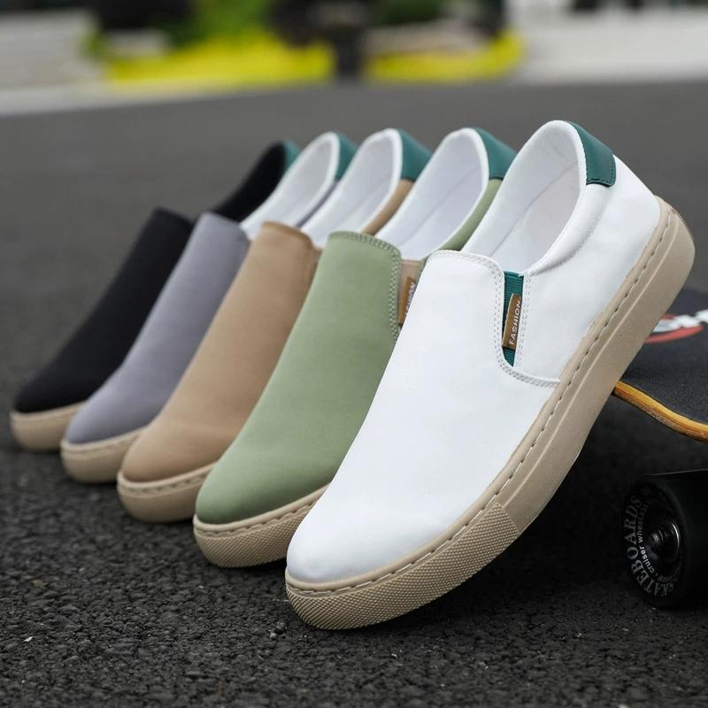 Sapatos casuais masculinos deslizamento em lona mocassins confortáveis ​​andando apartamentos para homem cara antiderrapante mocassins macios tênis verão