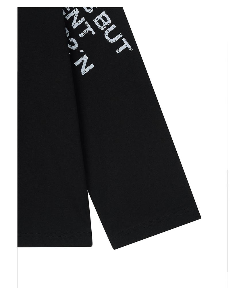 Lotaib Off-Shoulder Crack Logo Long-Sleeve - Black