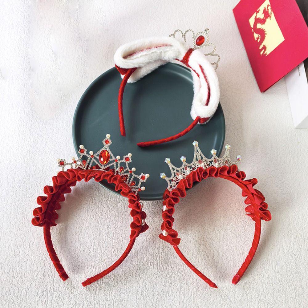 Bandeau pour le Nouvel An Chinois à pompons Fleur Hanfu Bandeau pour cheveux Simple Couronne Coiffe Fille
