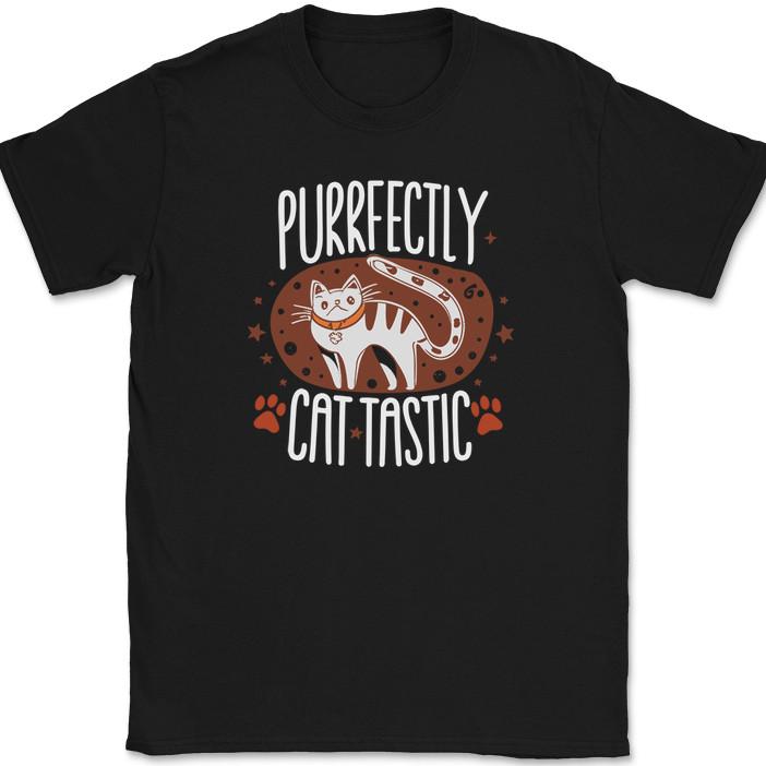 Purrfectly Cat Tastic T-Shirt Funny Kitten Feline Humor Cute Animal Lover Tee