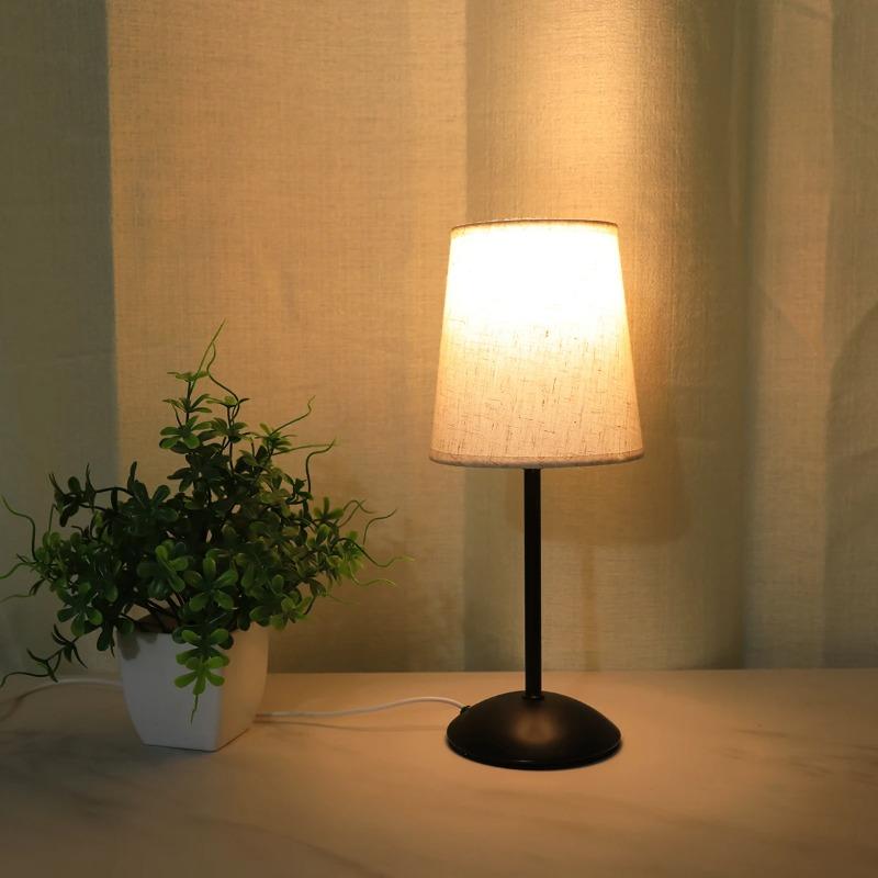 Modern Minimalist Aesthetic Fabric Table Lamp Single Color Warm Light LED Home Decoration Lighting for Bedroom Living Room