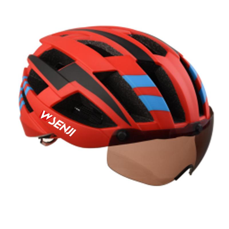 

Road speed skating roller skating, bicycle mountain bike riding, helmet with goggles L красный