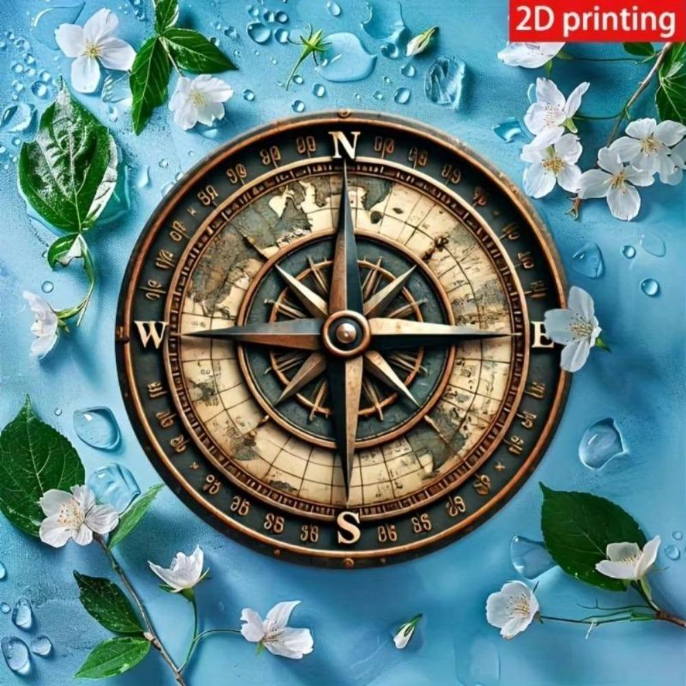 Iron Wall Art Vintage Compass Decor 8x8 Inch Home Bar Decoration
