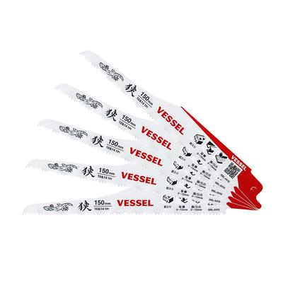 VESSEL Saber Saw Blade Lizard Demolition In Narrow 10 14 Blade Thickness Total Length Pack of 5 Red (For Spaces) & Teeth, 1.27mm, 150mm, SBL-0415-5