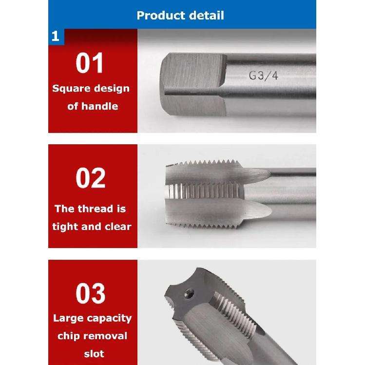 Taraud à tuyau HSS 1/16 1/8 1/4 3/8 1/2 3/4 1.1/4 1.1/2 1 pouce 2 pouces Taraud à vis métrique Outils à fileter G ZG Z RP RC NPT PT BSP NPSF NPTF Thread Lock3