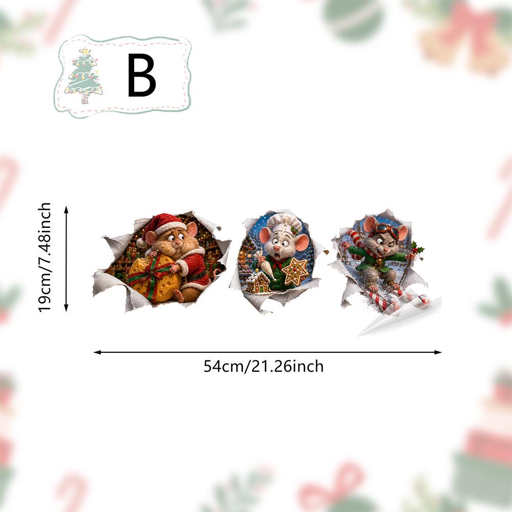 Christmas Broken Wall Combo Window Sticker Self Adhesive 3D Funny Shop Showcase Glass Decal Festive Decor