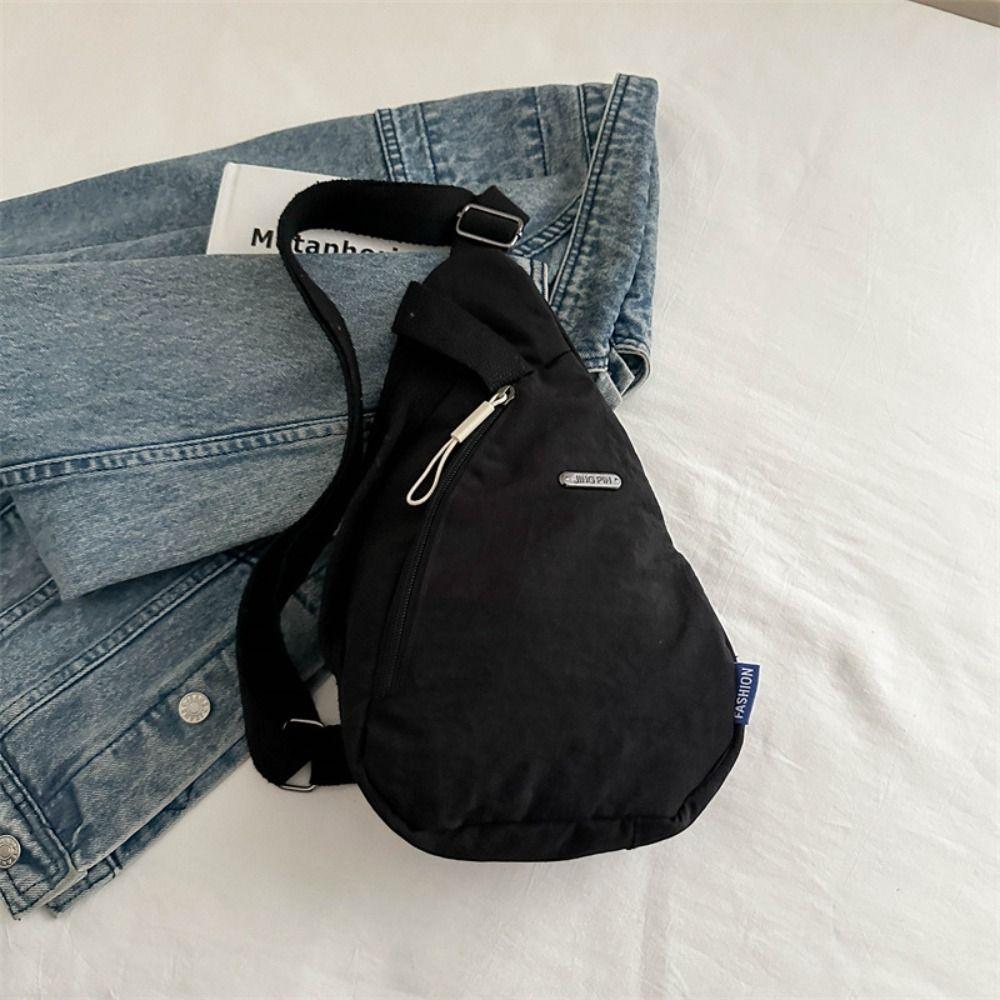 Zipper Pocket Chest Bag Men Retro Messenger Bag Fashion Cloth Shoulder Bag  Leisure