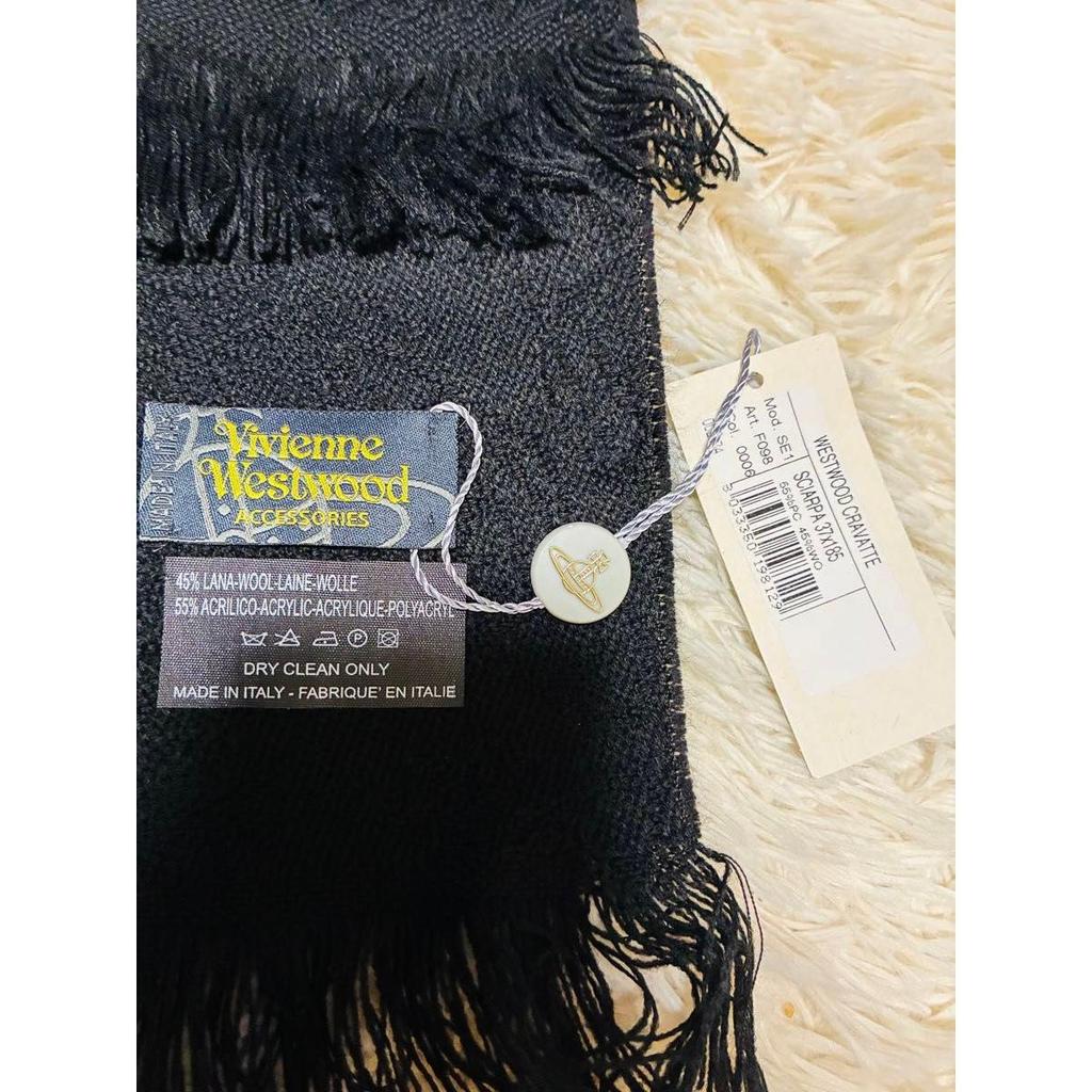 Used Tagged Vivienne Westwood stole, orb, black, all-over pattern, black