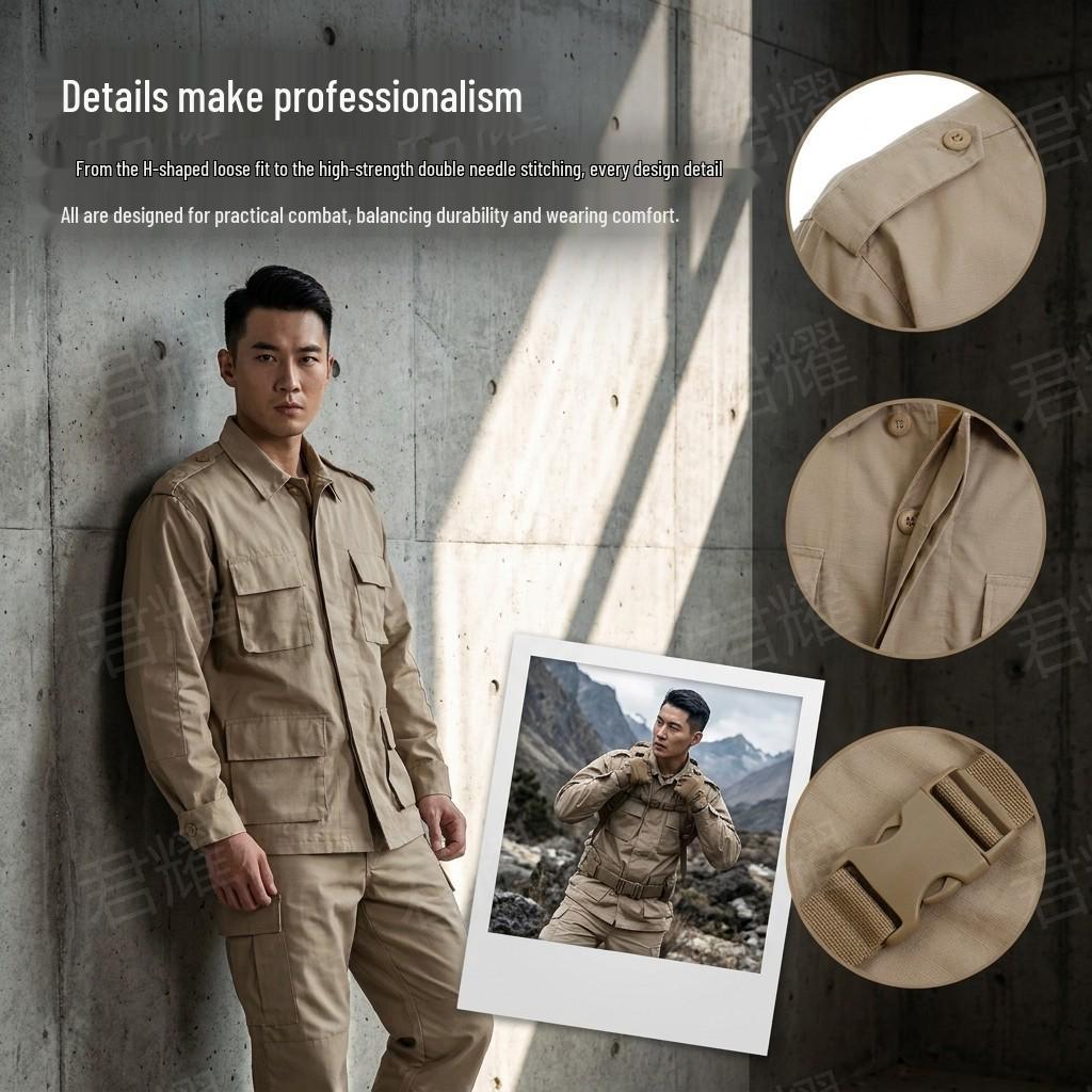 Set Uniforme da Combattimento Mimetico BDU da Uomo Transfrontaliero - Resistente a Manica Lunga Tattico per Sport all'Aperto