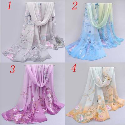 10 Farben Mode Frauen Chiffon Schal Polyester Druck Herbst Sommer Muster Seidenschals Schal