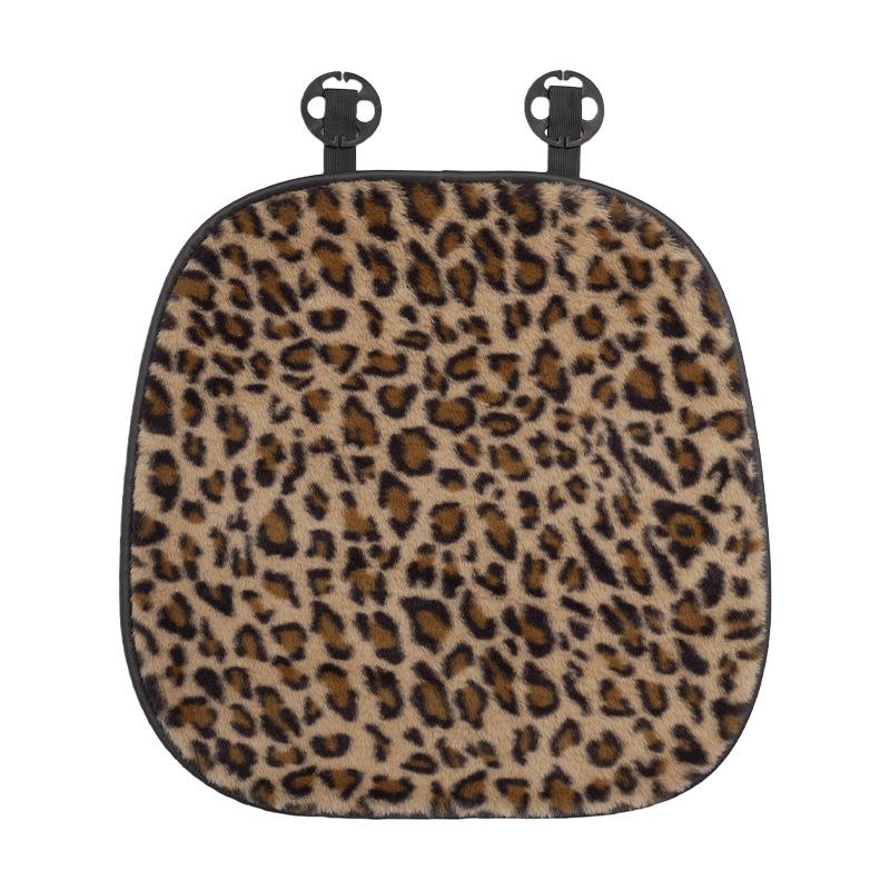 Leopard Print Car Seat Cushion Soft Plush Leopard Cover Winter Fluffy Warm Seat Supports Lumbar Support Pillow Car Seat Pillow