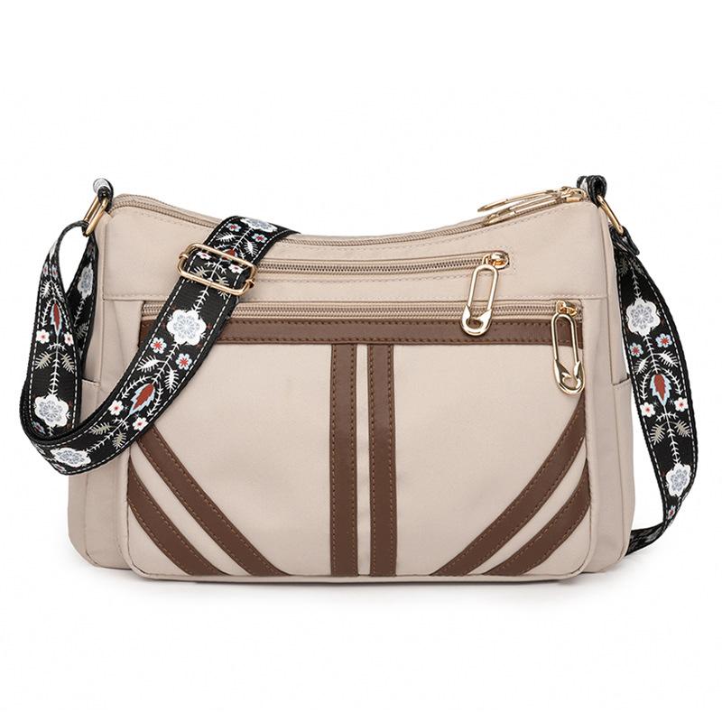 

Women s Shoulder Bag Multi-compartment Large Capacity Crossbody Bag Nylon Small Square Bag бежевий