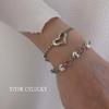 Korean Geometric Heart Bracelet: Retro Fashion for Women