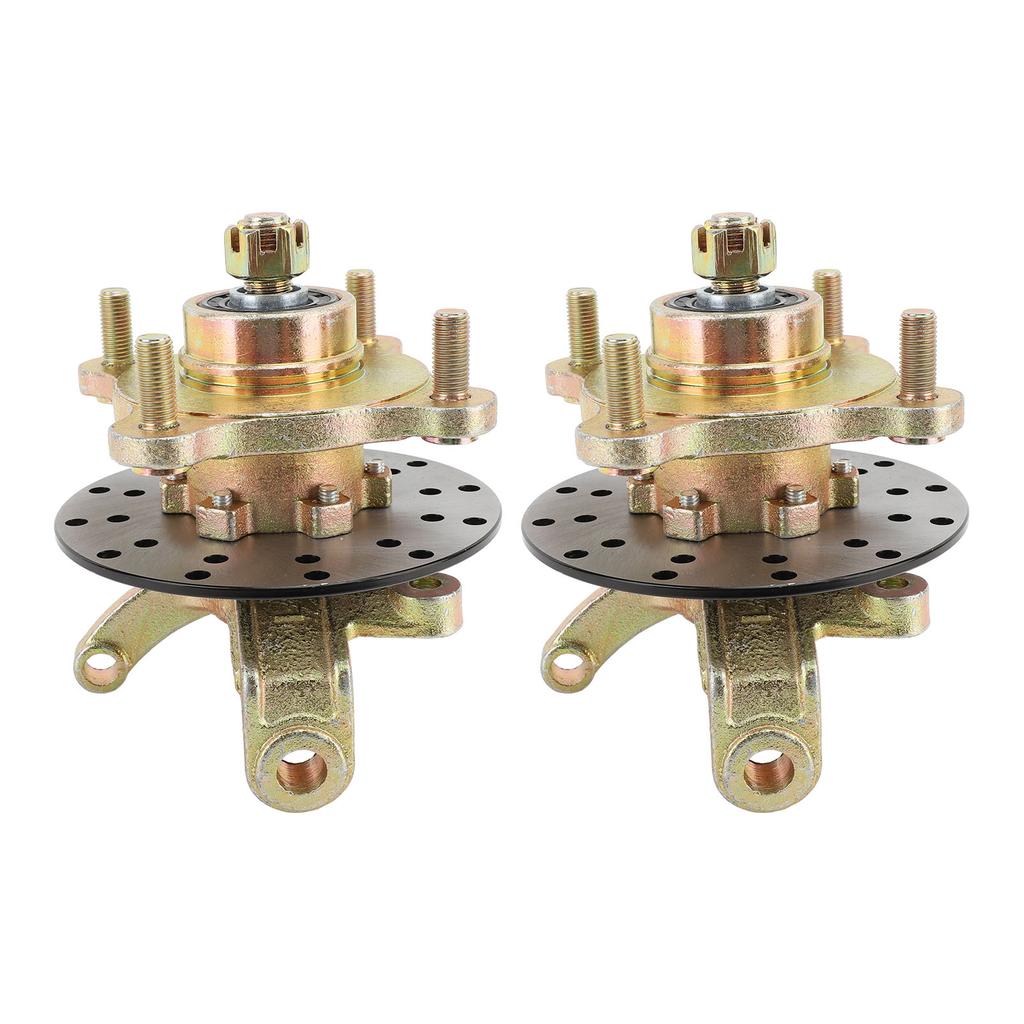 1 Pair Steering Strut Knuckle Spindles with Wheel Hubs Brake Disc for Golf Cart Go Kart Quad Bike ATV UTV
