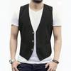 Leinen Herren Weste Hochzeit Bräutigam Unifarbene Weste Retro Vintage Bankett Gilet Herren Weste Anzug