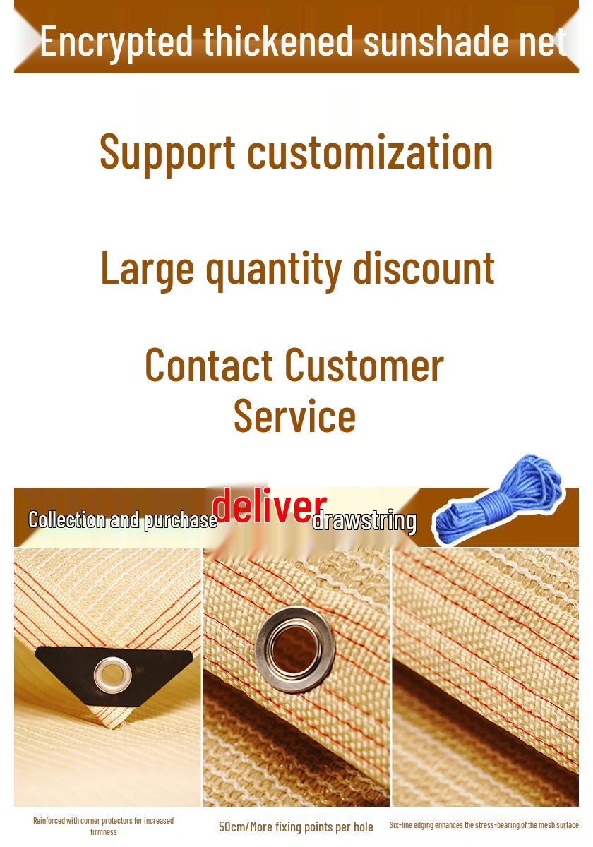 Thickened Yellow Sunshade Net for Heat Insulation and Sun Protection in Courtyards, Balconies, Carports, and Rooftops