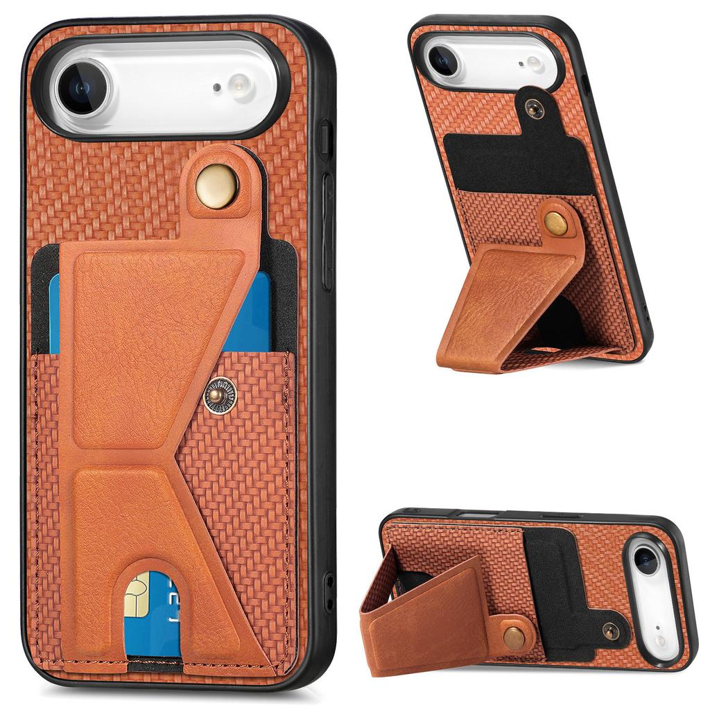 For iPhone Air Case with K-Shaped Kickstand Leather Phone Back Cover