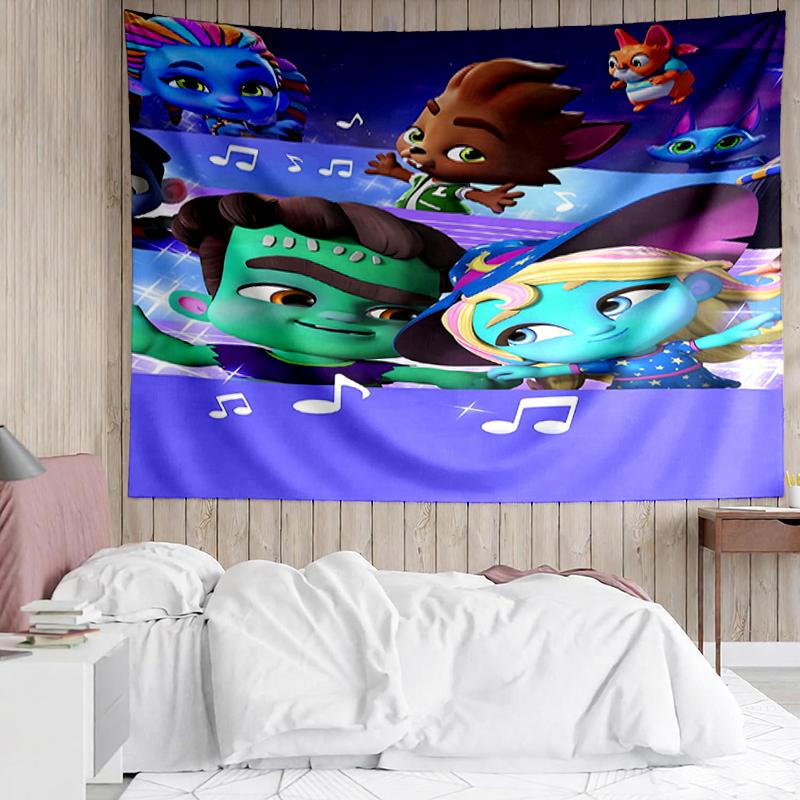 Super-Monsters Print Tapestry, Backdrop, Easy Setup, Ideal for Bedroom, Office & Living Room, with Aesthetic Wall Hanging Decor.