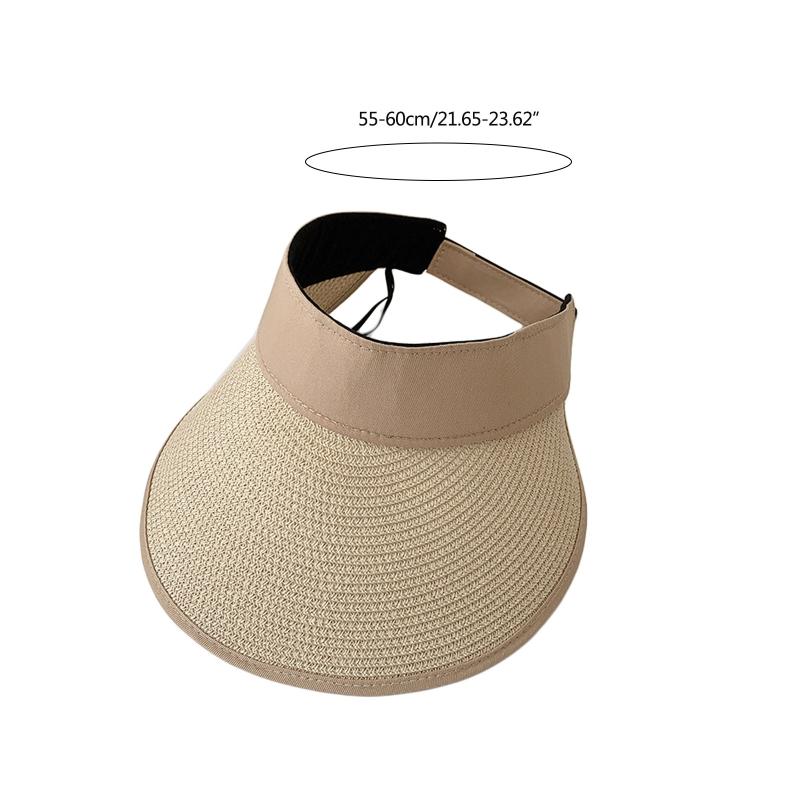 Mode Leerer Zylinder Sommer Strohhut Breite Krempe Strand Sonnenschutzhut Pferdeschwanz Kappe für Outdoor-Aktivitäten Camping Laufen