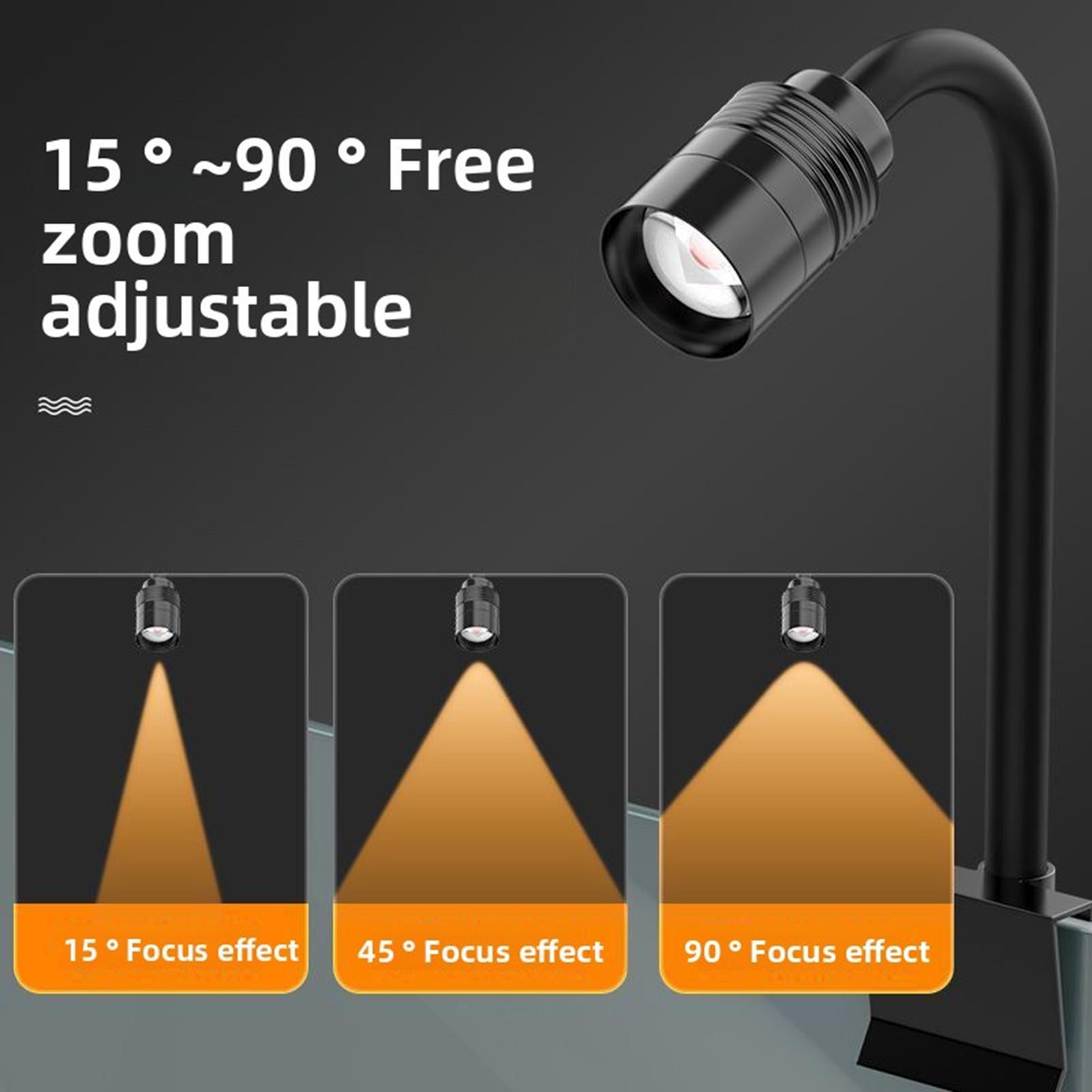 Аквариумный точечный светильник 3-цветное освещение Регулируемый IP65 Водонепроницаемый 360° Вращающийся зажимной кронштейн USB Мини-зажим Светодиодный аквариумный точечный светильник CN Plug