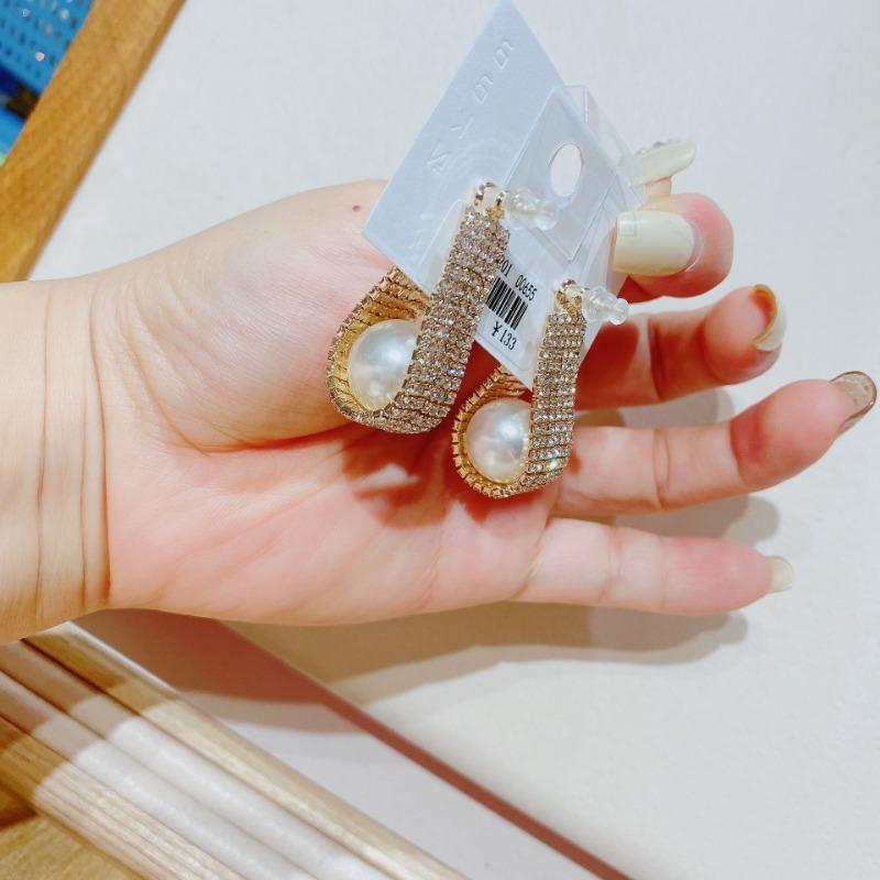 1PAIRE Nouveaux boucles d'oreilles douces célébrité Internet mode tempérament personnalité exagéré style coréen pleines de diamants perles