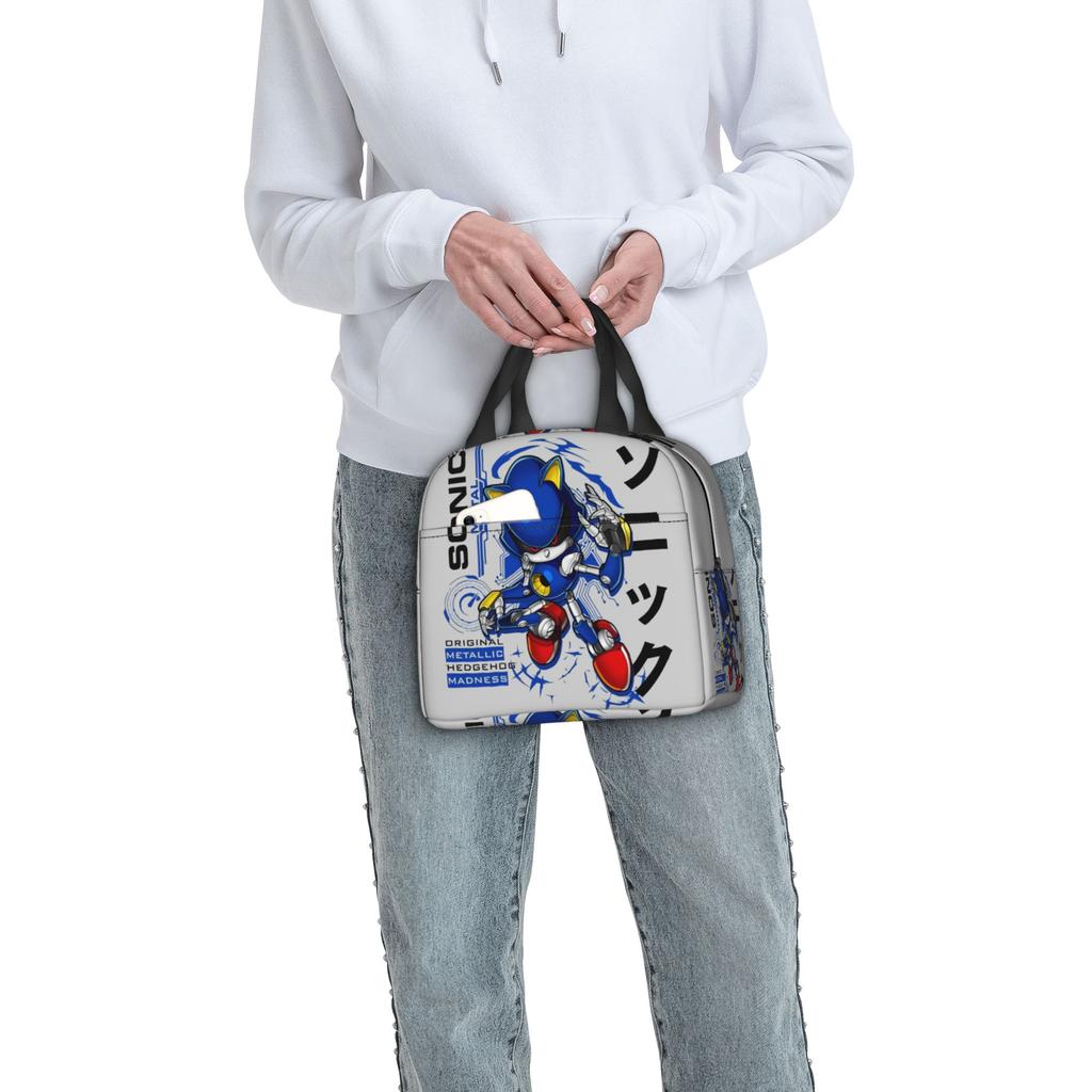 Custom S-Soniced Insulated Lunch Bags for Work School Hedgehog Game Resuable Cooler Thermal Lunch Box Men Women