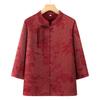 Chinese Style Tang Suit Top - Summer Three-Quarter Sleeve Shirt for Middle-Aged and Elderly Women
