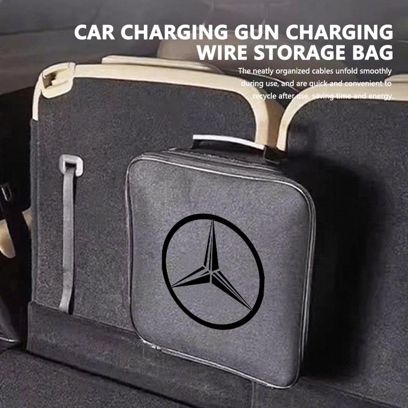 Oxford Cloth Car Charge Cable Case Organiser Waterproof Charging Gun Storage Bag For Benz AMG Exclusive A C E R V Class CLA CLS