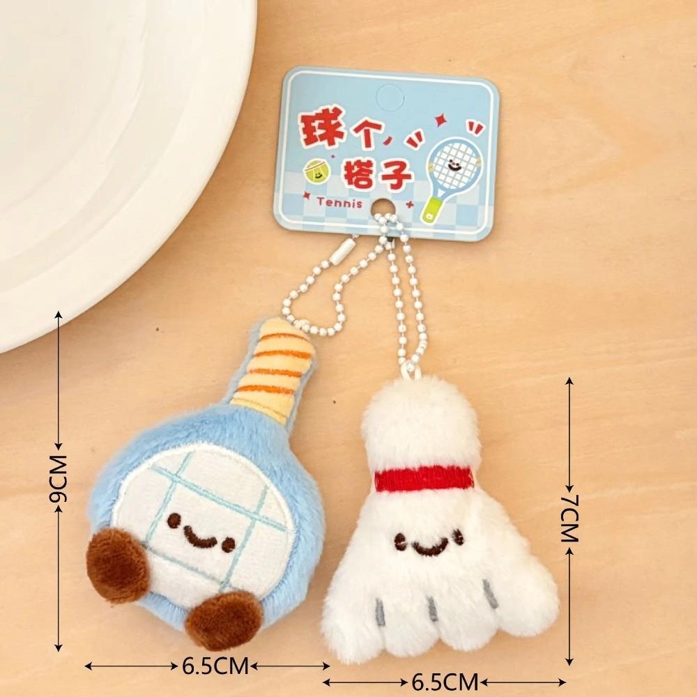 2Pcs/set Fashion Cartoon Racquet Keychain Plush Racquet Set Toy Pendant Bag Decoration Best Friend Pendant