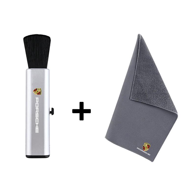 Car Interior Cleaning Soft Brush With Car Wash Towel Microfiber Cleaning Cloth For Porsche 911 718 Taycan Panamera Cayenne Macan HY7