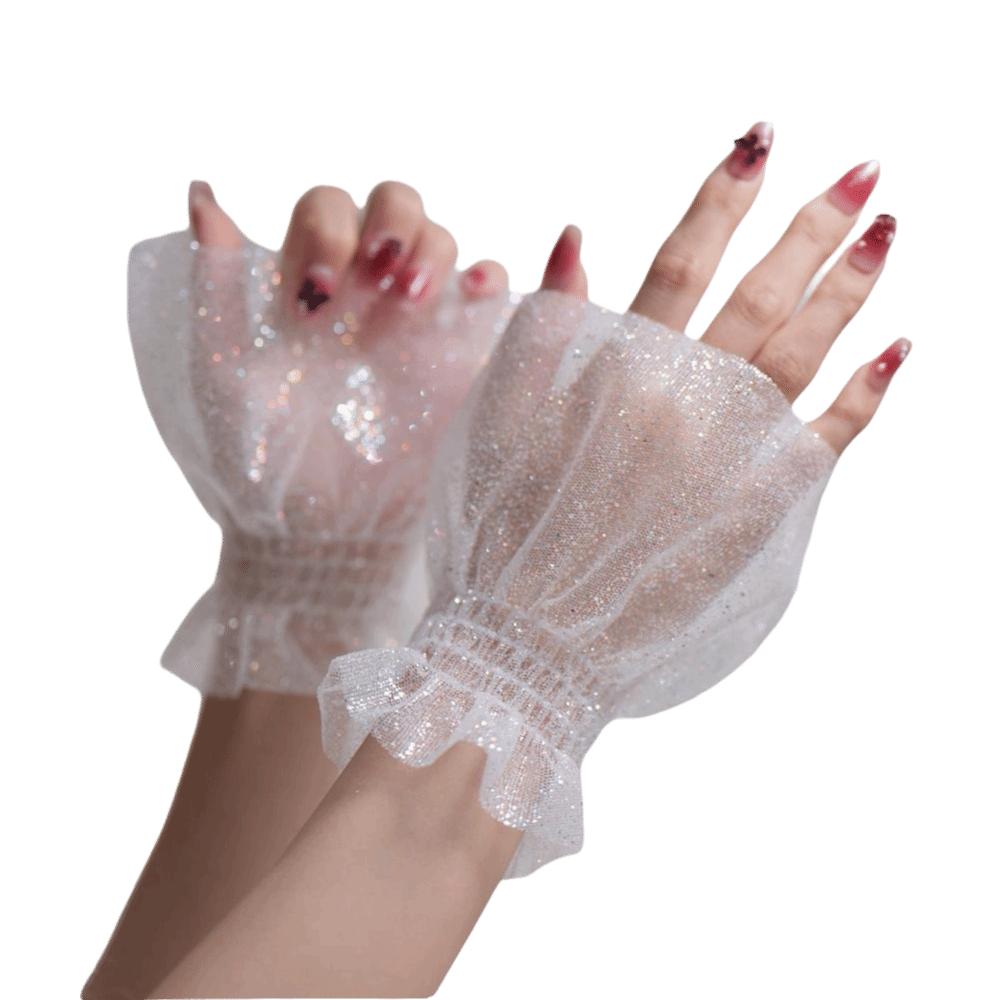 Fashion Accessories Glitters Arm Sleeves Shining White Cuffs Sleeves False Sleeve Cuffs Nails Photography Studio