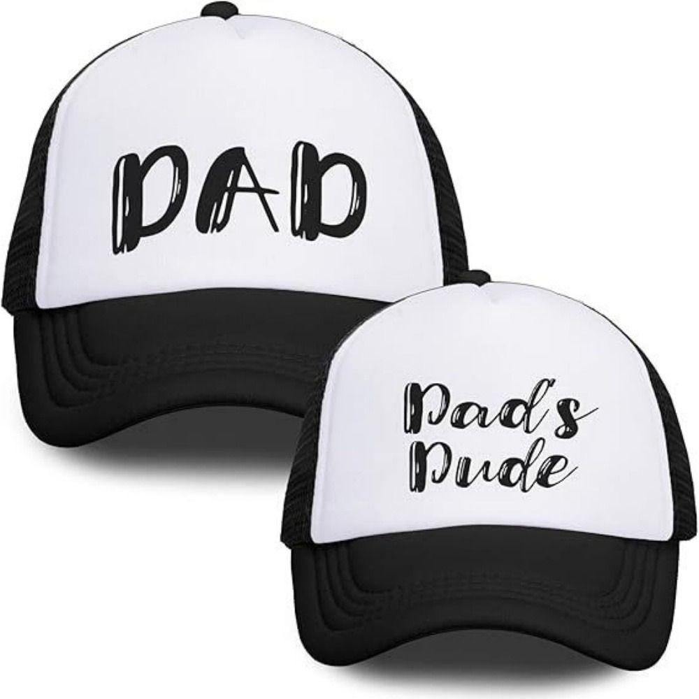 DAD MOM MINI Printed Family Baseball Cap Washed Cotton Mesh Baseball Hats For Mom Dad Kids