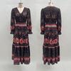 2026 Popular Autumn Long-sleeved V-neck Pendulum Printed Long-sleeved Dress
