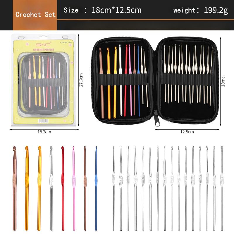 24pcs Metal Crochet Set Electroplating Process Wear-resistant Durable for Handmade DIY Knitted Scarf Sweater Shawl Blanket Doll