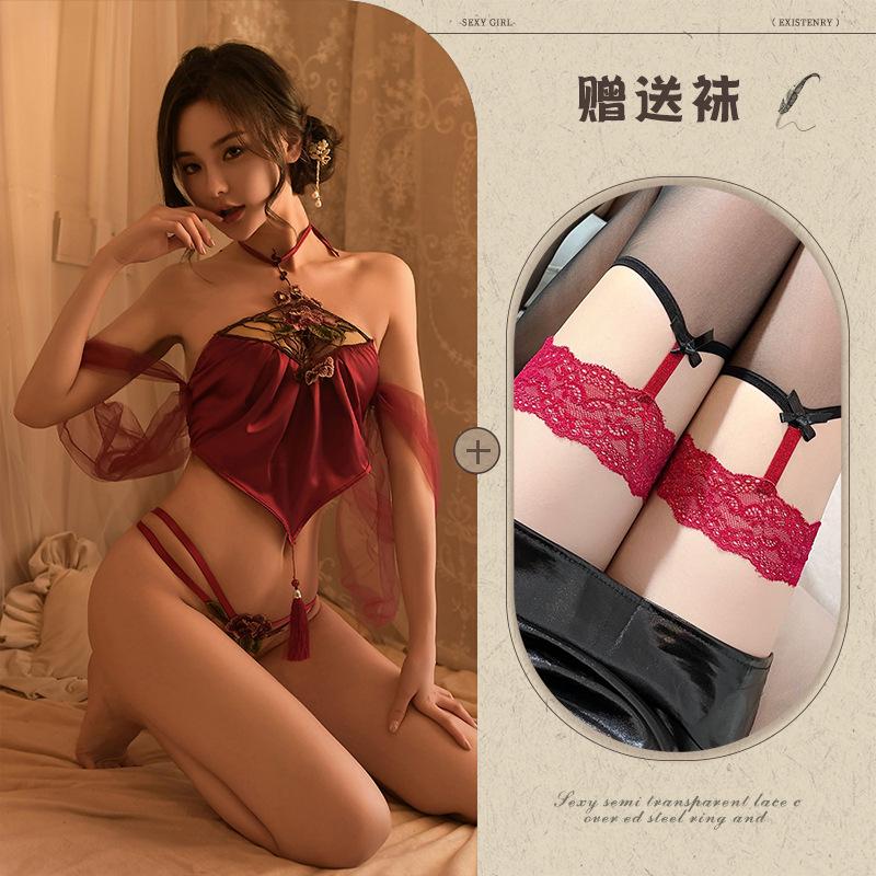 Sex underwear, sexy embroidered belly pocket set, free of the temptation of large size pure desire